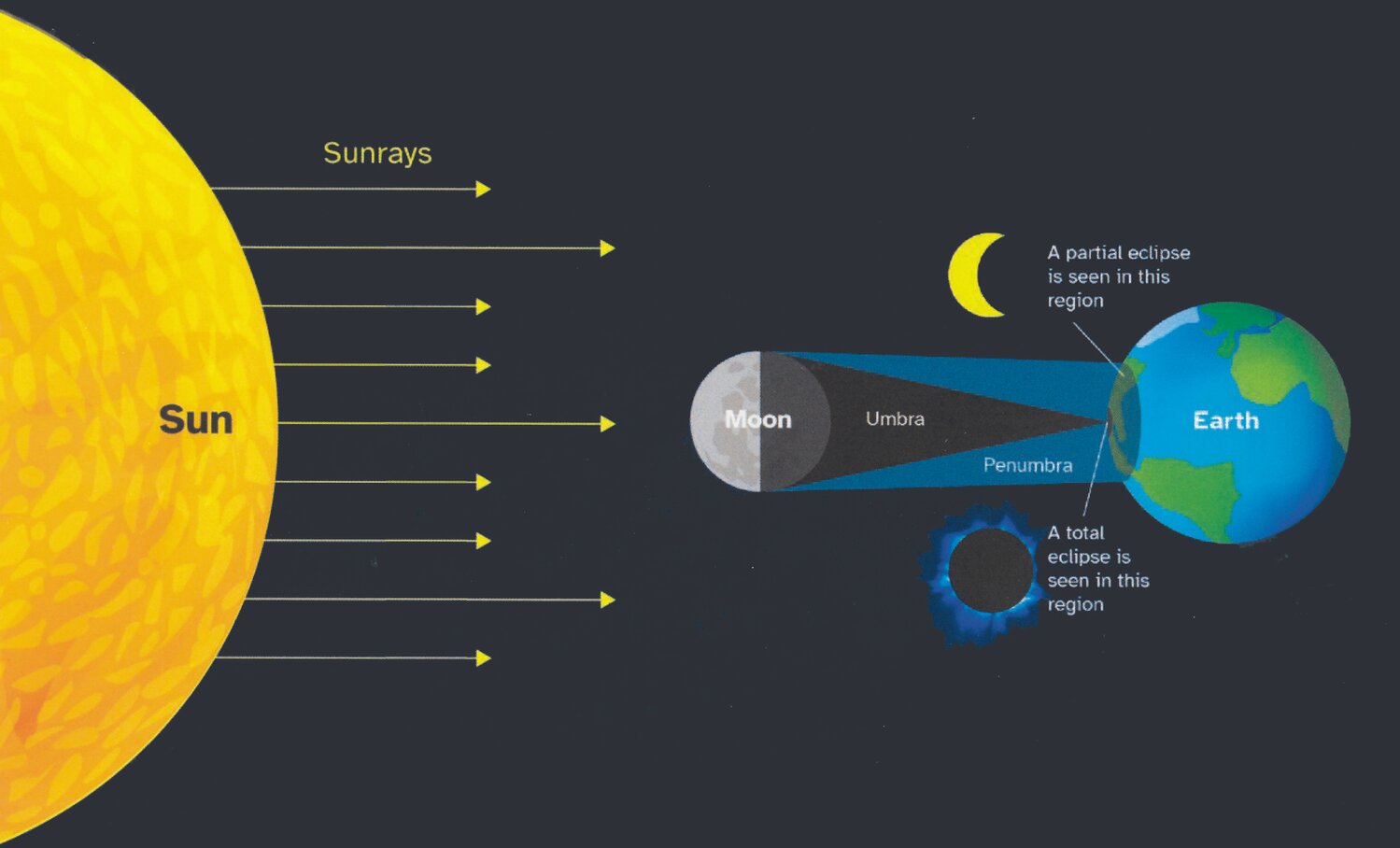 “Diagram of Eclipse Shadows” by National Science Teaching Assocation Press, Solar Science courtesy of Solar Eclipse Activities for Libraries